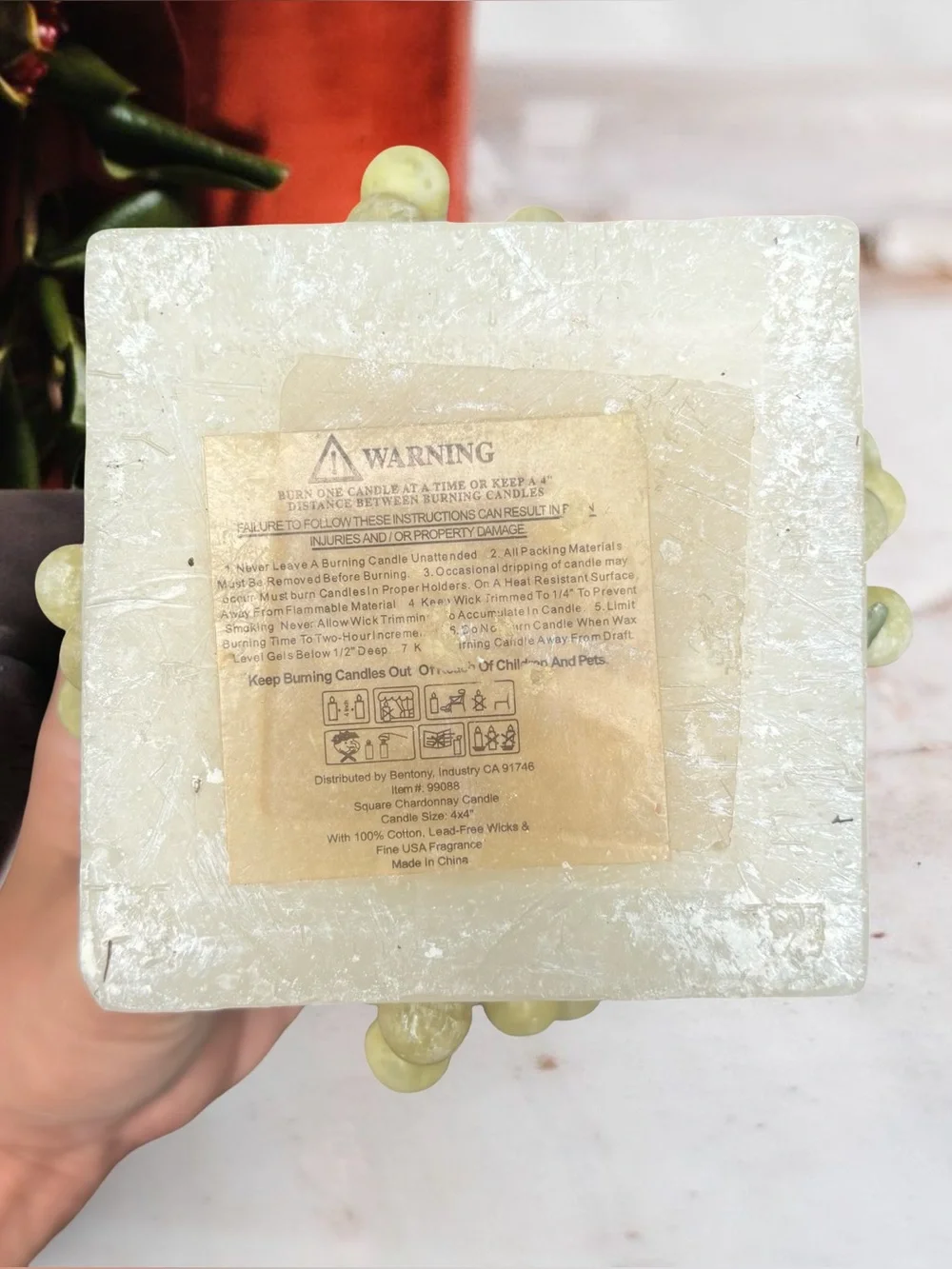 Luxury Estate Vintage Faux-Stone Pedestal & Grape Relief Art Candle Set